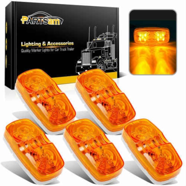 Trailer Marker LED Light Double Bullseye Amber 5個セット 12Vトレーラー マーカー アンバー