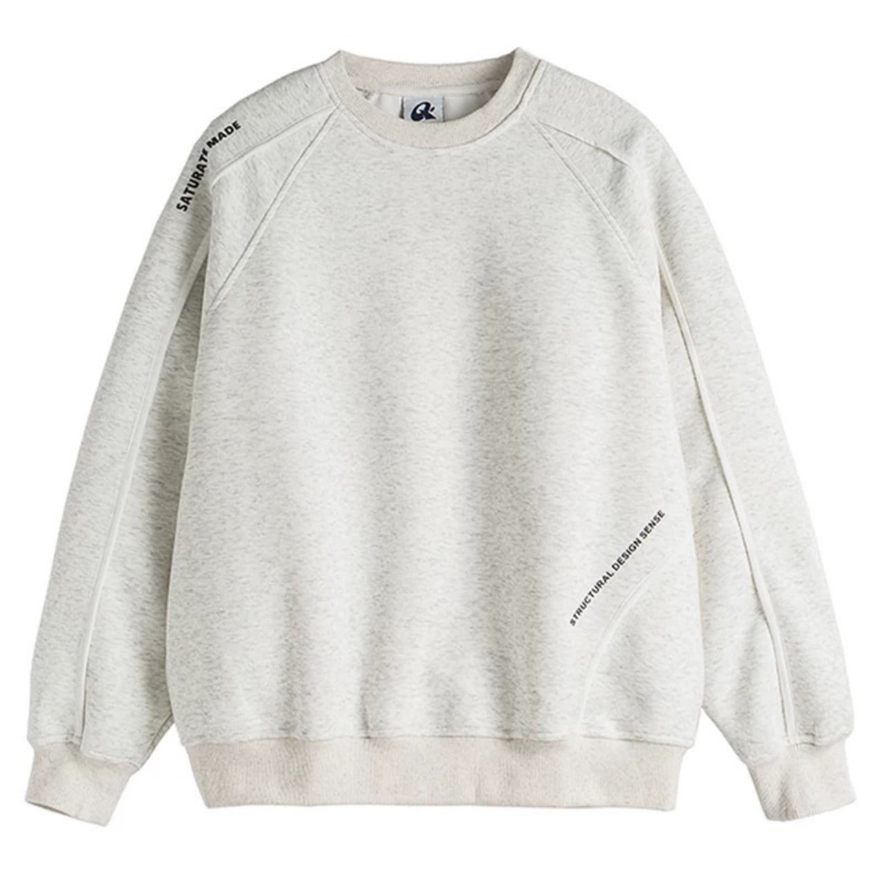 Crew neck rib knit cuffs hem stitch work sweat 3colors 00143