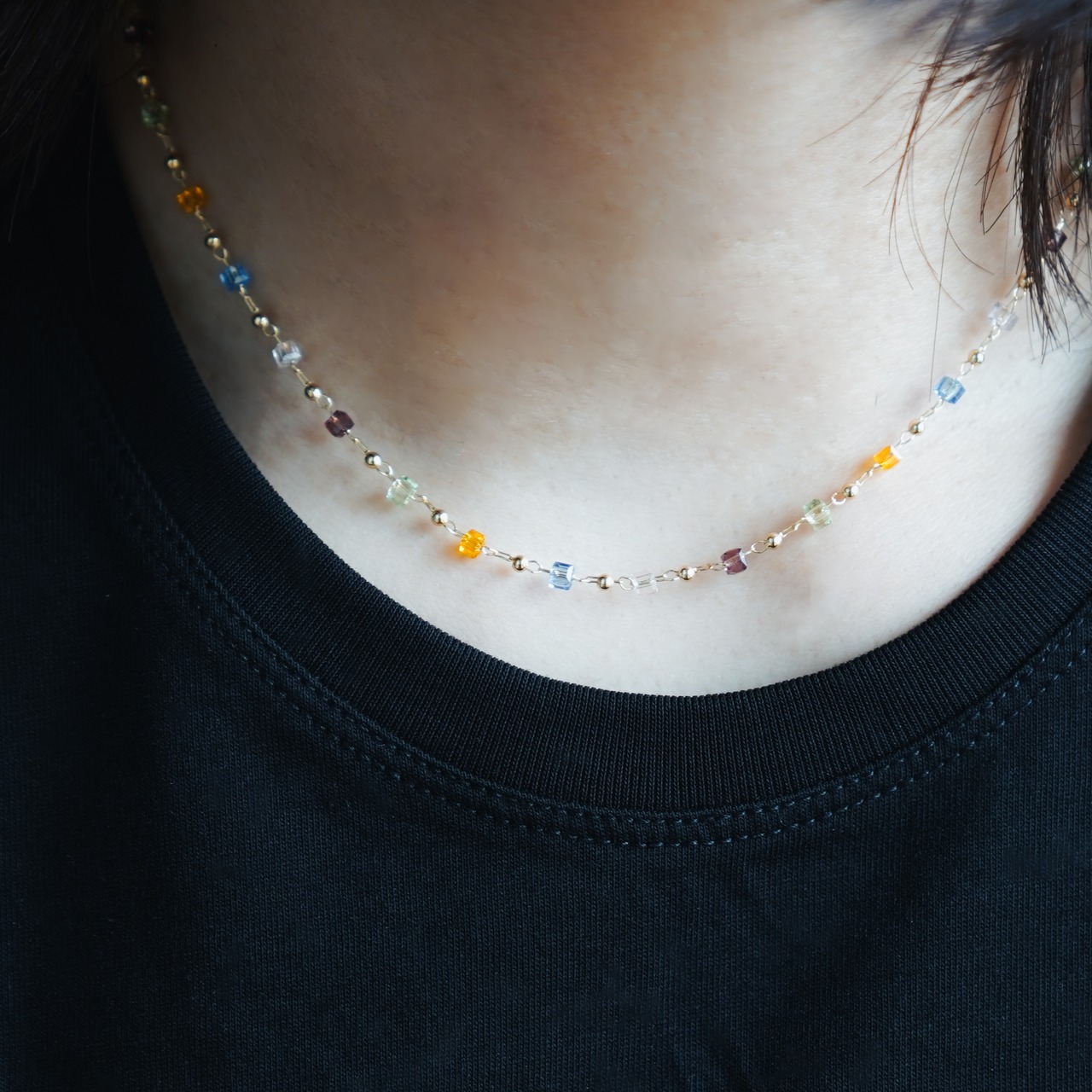 ビーズステーションネックレス サージカルステンレス SUS316L