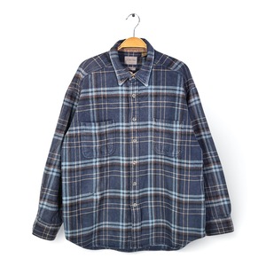 90s セントジョンズベイ ヴィンテージ ネルシャツ 長袖シャツ ヘビーフランネル ブルー系 ST. JOHN'S BAY サイズXL 古着 CA1514