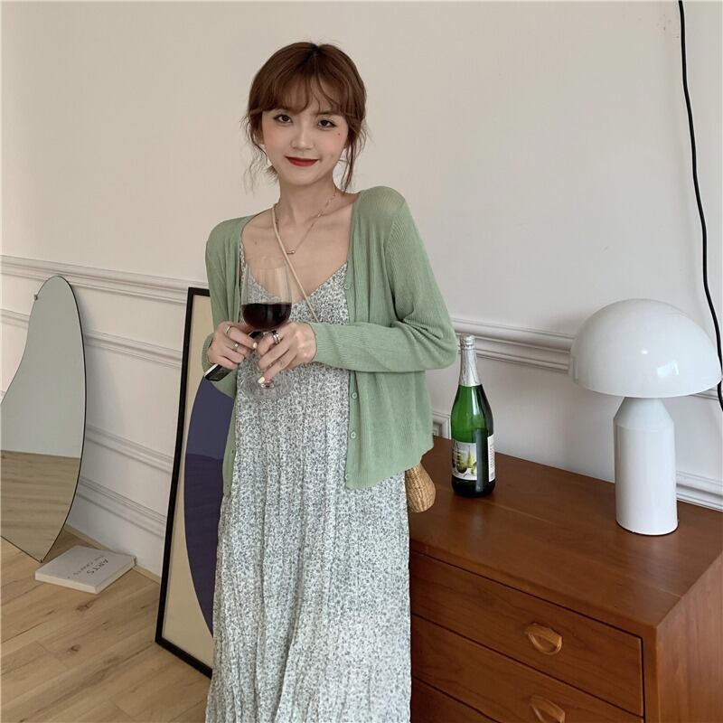 薄手ニットカーディガンジャケット オータムショートトップス ロング 秋物 萌量不足97274539443