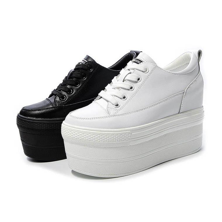 ホワイト キャンバス 厚底スニーカー セール】【shoes365】通学厚底ホワイトキャンバスシューズ（スリッポン