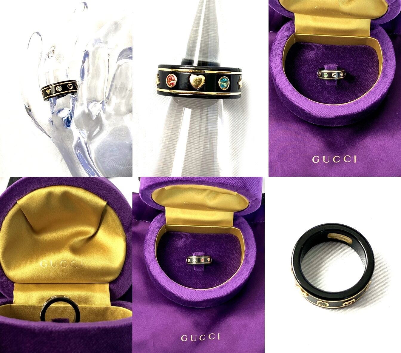 GUCCI グッチ 新作 K18 YG ビー スター ジェムストーン付き アイコン