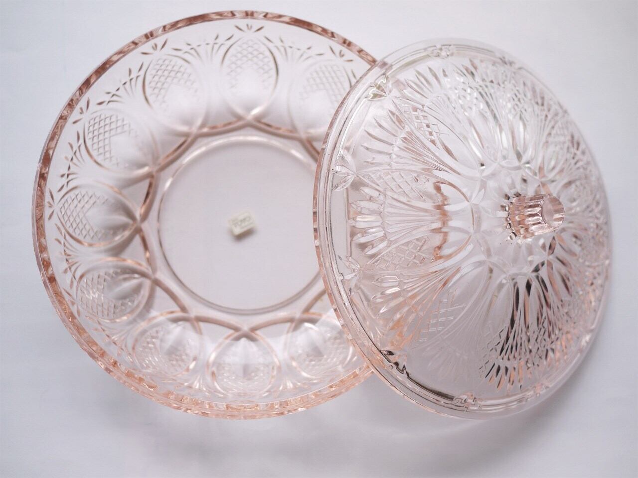 TOYO 東洋ガラス キャンディポット 蓋つきピンクガラス | こりすのパン