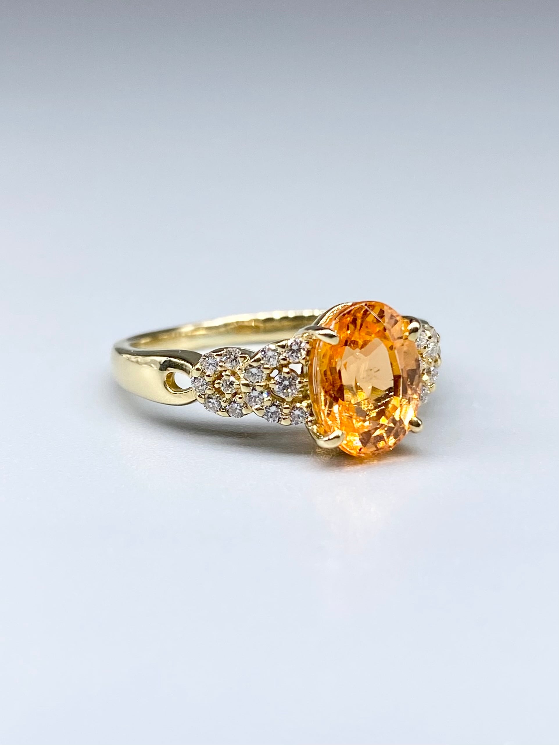 マンダリンガーネット 2.89ct / ダイヤモンド 計0.24ct K18 リング 12