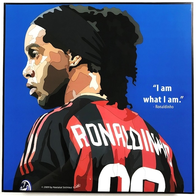 Ronaldinho / ロナウジーニョ「ポップアートパネル Keetatat Sitthiket キータタットシティケット」ポップアートフレーム ポップアートボード グラフィックアート ウォールアート 絵画 壁立て 壁掛けインテリア 額 ポスター プレゼント ギフト インスタ映え サッカー