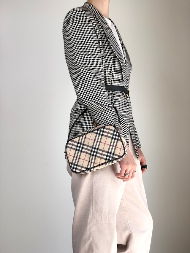 BURBERRY バーバリー ノバチェック ショルダーバッグ ベージュ キャンバス アクセサリーポーチ vintage ヴィンテージ オールド y47wfc