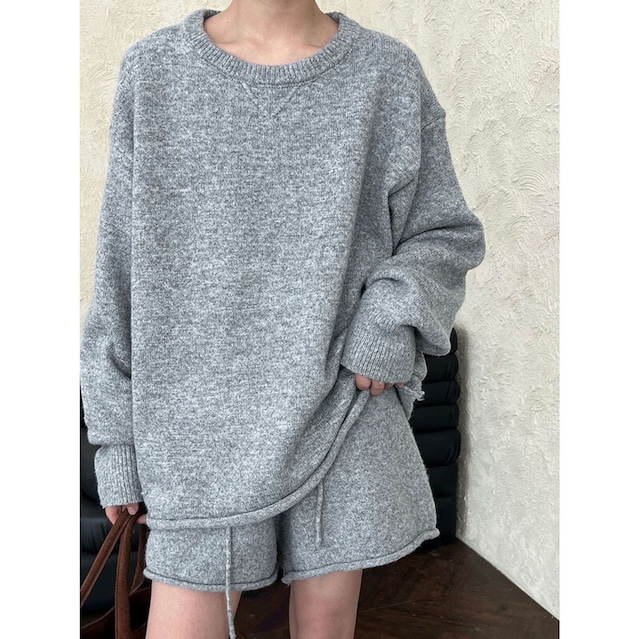 knit pullover and short pants set 10889