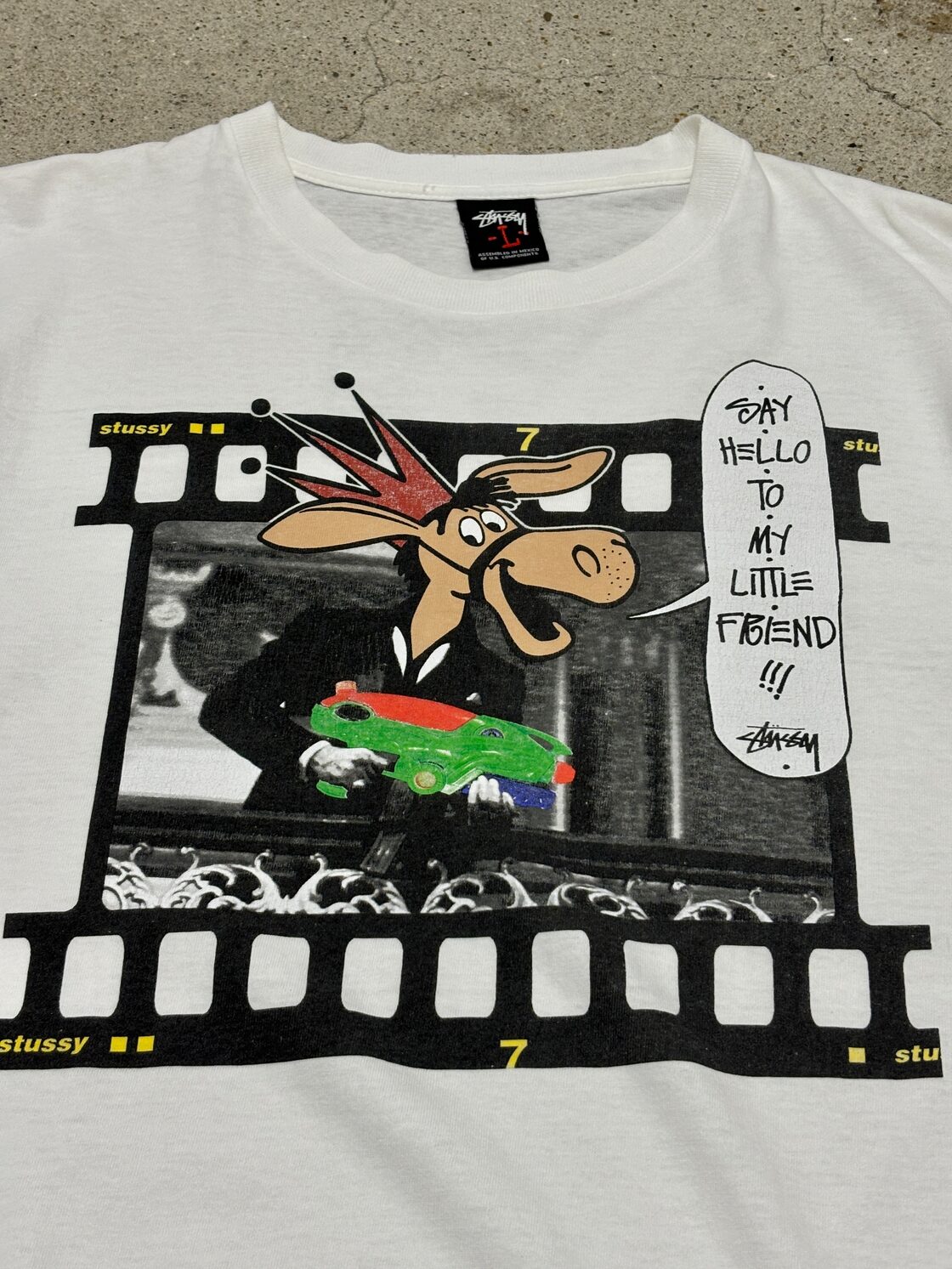 00s STUSSY/LA BREA SCARFACE parody print Tee/L/スカーフェイス 