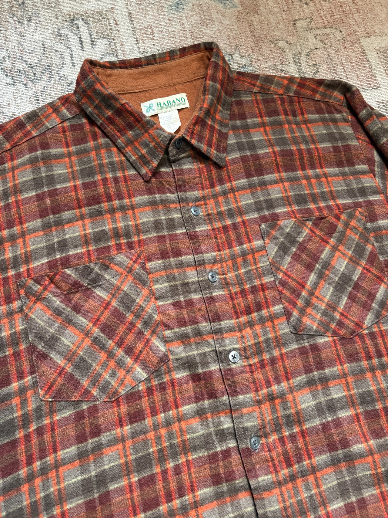 80〜90s / HABAND / print flannel check shirts