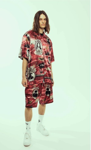 CAMISETA GRIMEY “SUPASTAR SATIN BUTTON ”上下SET UP　RED　