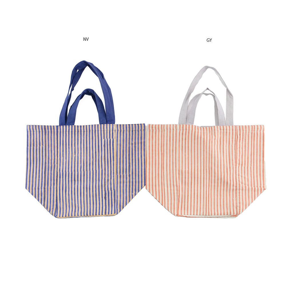 shesay ブロックプリント 2wayストライプ トートバッグ | Zakka so-la