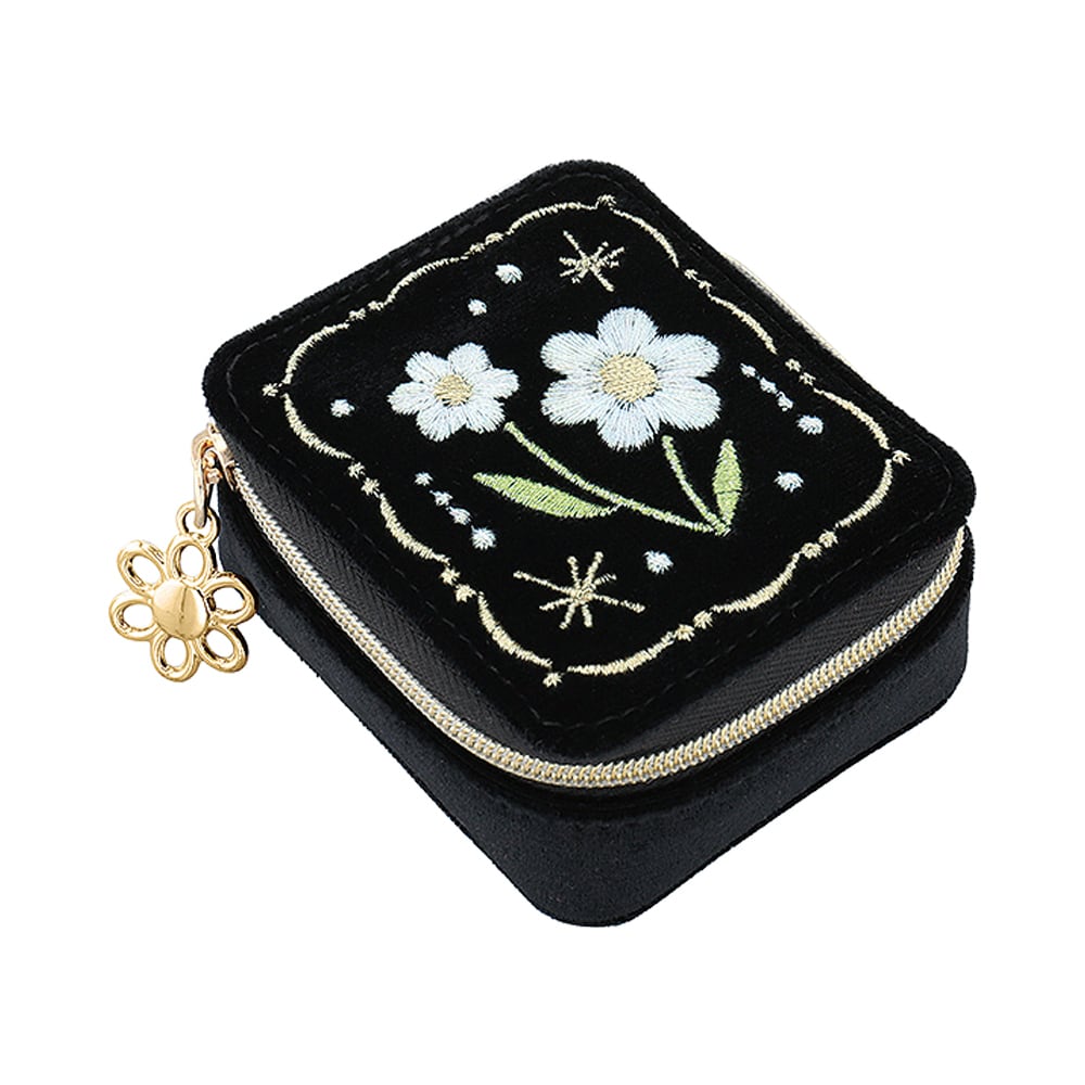 ボックスポーチ（アクセサリーポーチ） ベロア×ヴィンテージフラワー