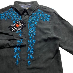 black fake suede embroidery shirt