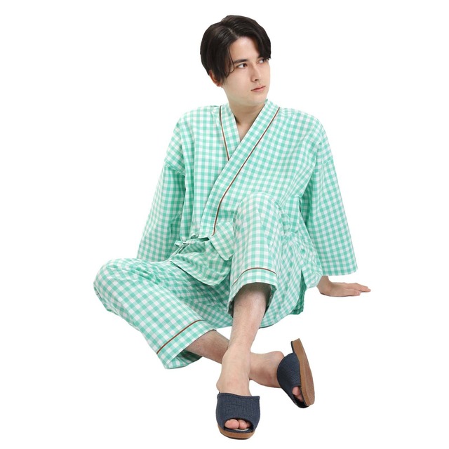 患者着 パジャマ 介護 リネン対応 上下セット ルームウェア 男女兼用 M/L/LL/3Lサイズ グリーン 単品
