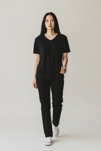 【男女兼用】リカバリーインナーシャツ 半袖 Vネック 黒