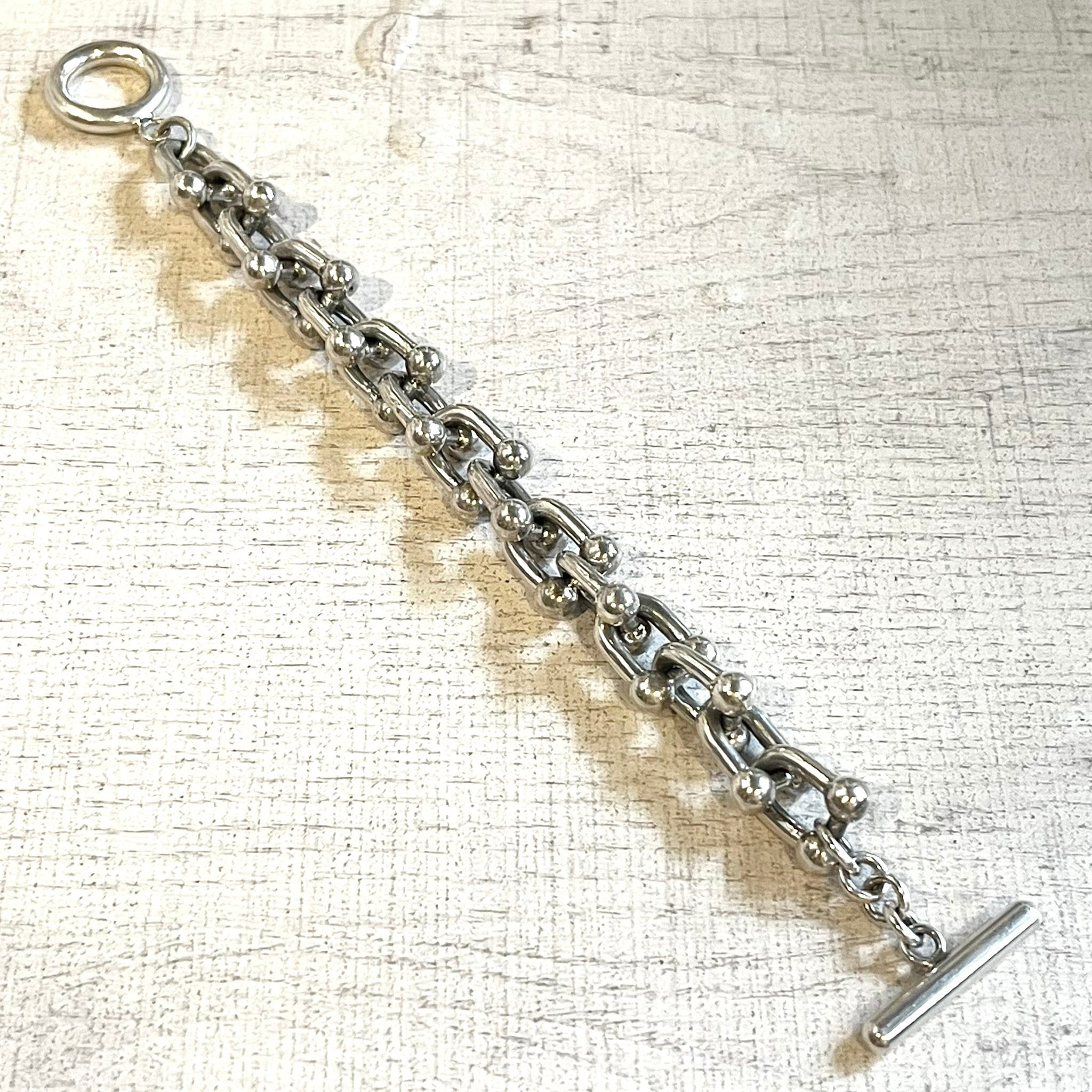 MEXICO MADE BIG HARDWARE CHAIN MANTEL BRACELET -SILVER925