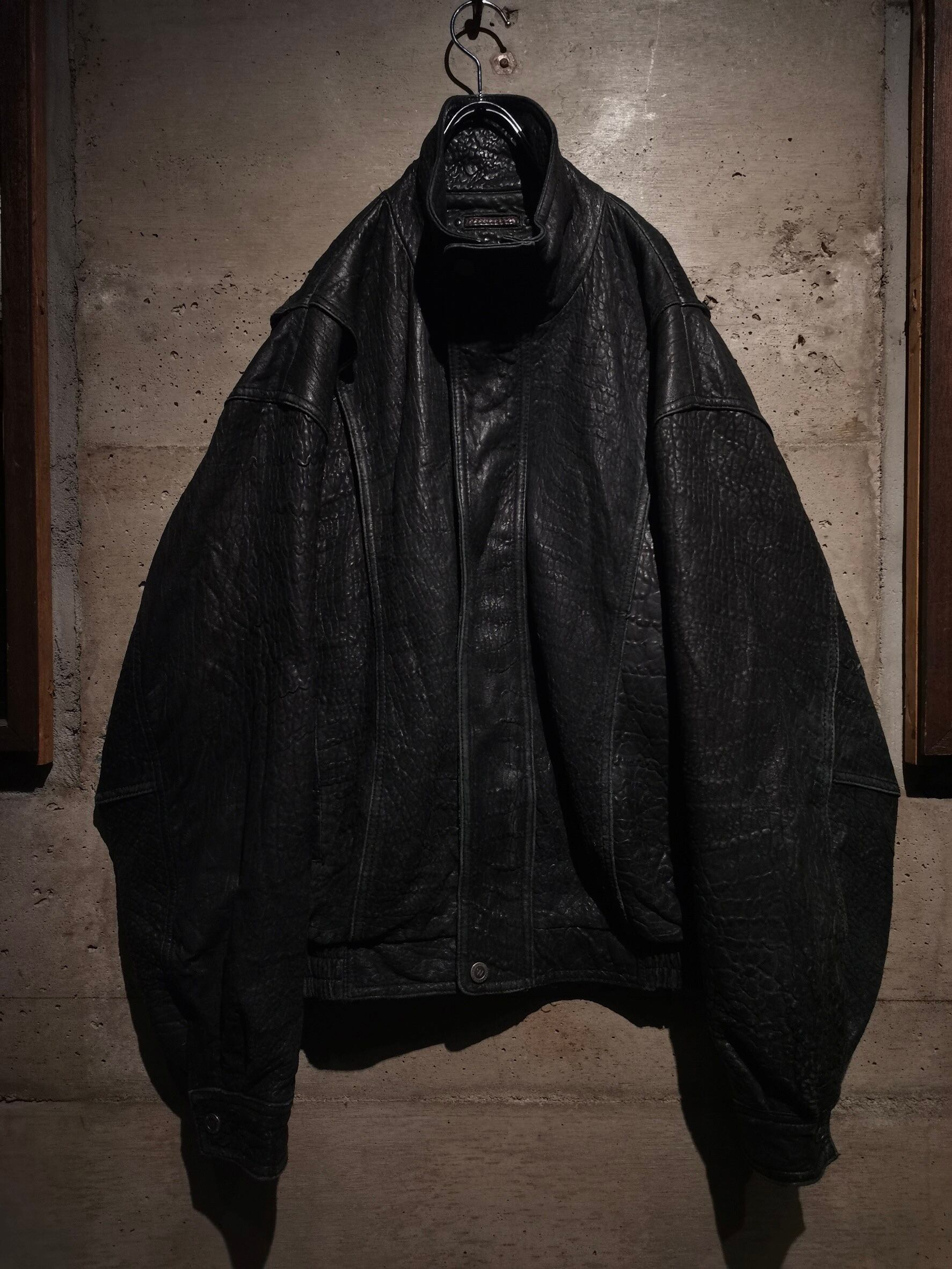 Caka】“Wilsons” High Neck Design Vintage Loose Leather Jacket 