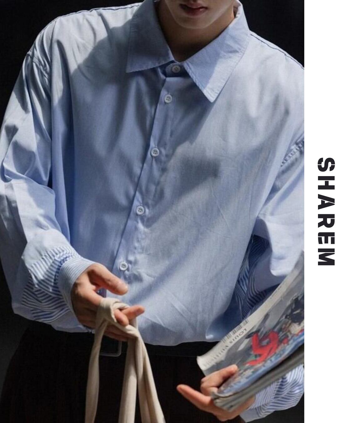 wrinkle striped shirt tops B0153