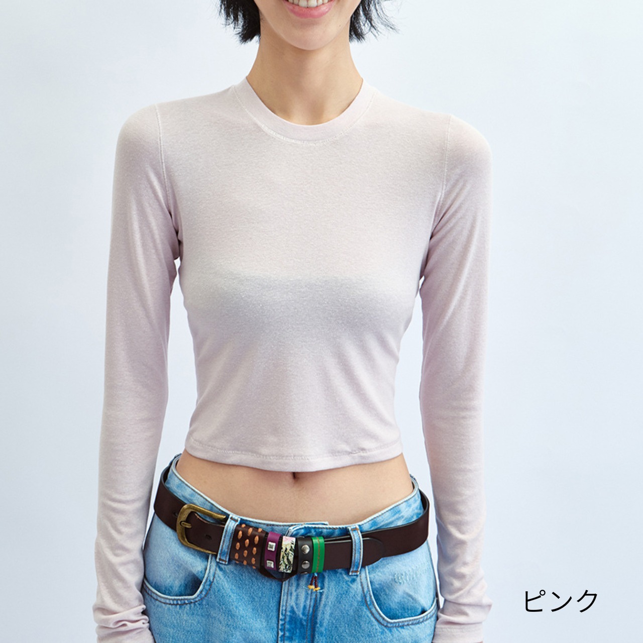 crew neck cropped cut and sewn【5color】  T4420