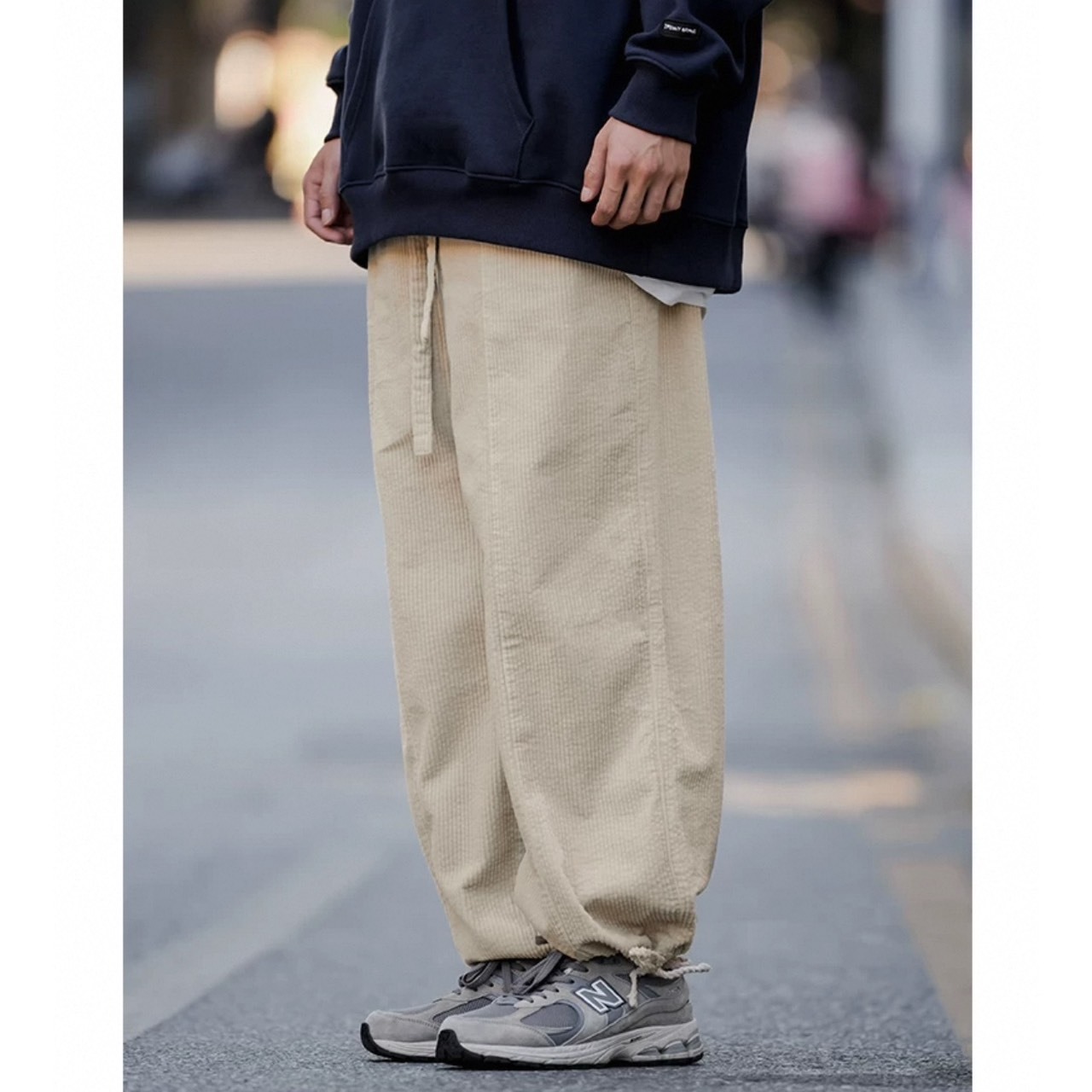 Corduroy wide drawstring pants 0313 - 8