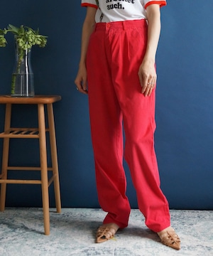 80's vintage Red High Waisted Cotton Trousers