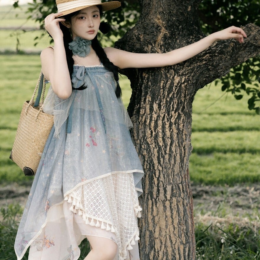 SEASONZ 森ガール ジャンパースカート シフォン アシンメトリー 夏服