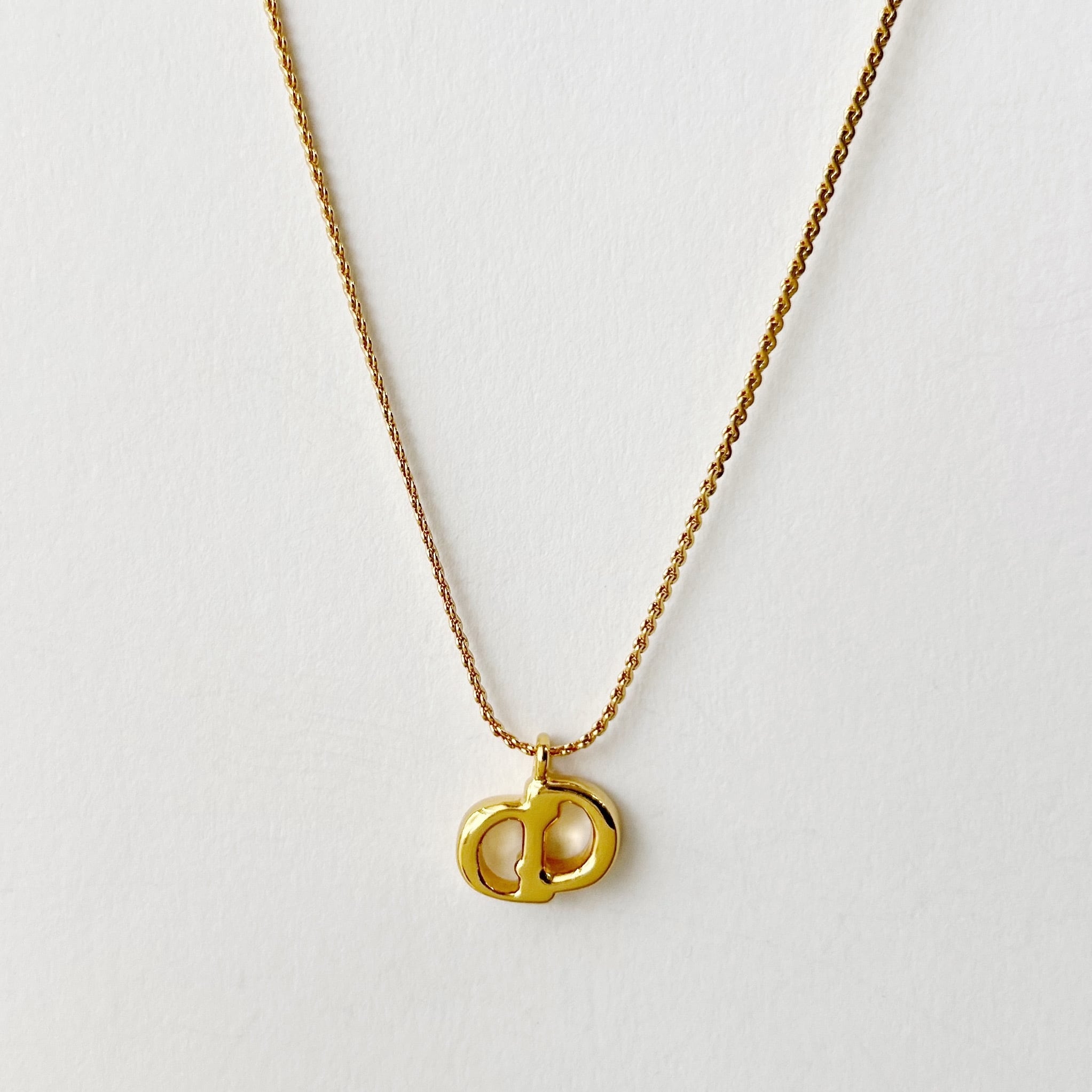 N7170】Christian Dior simple small CD necklace/クリスチャン