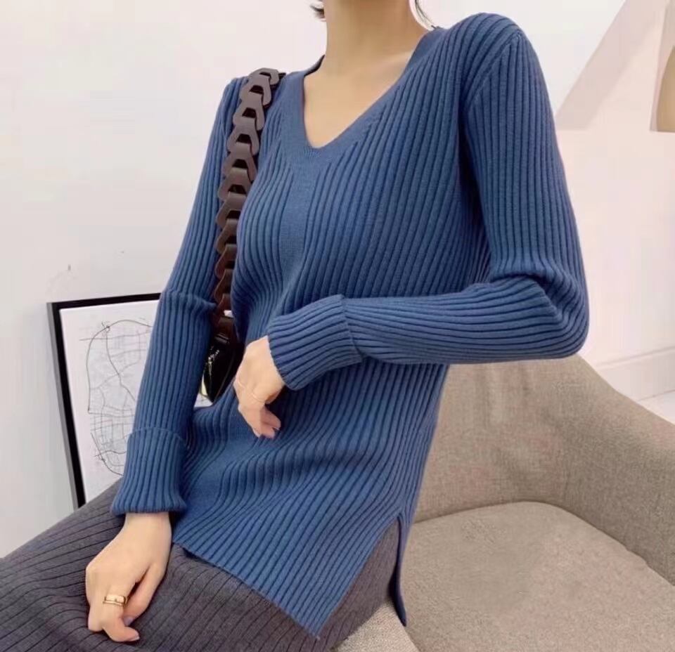 スリット入りVネックニット　AJ111-D08