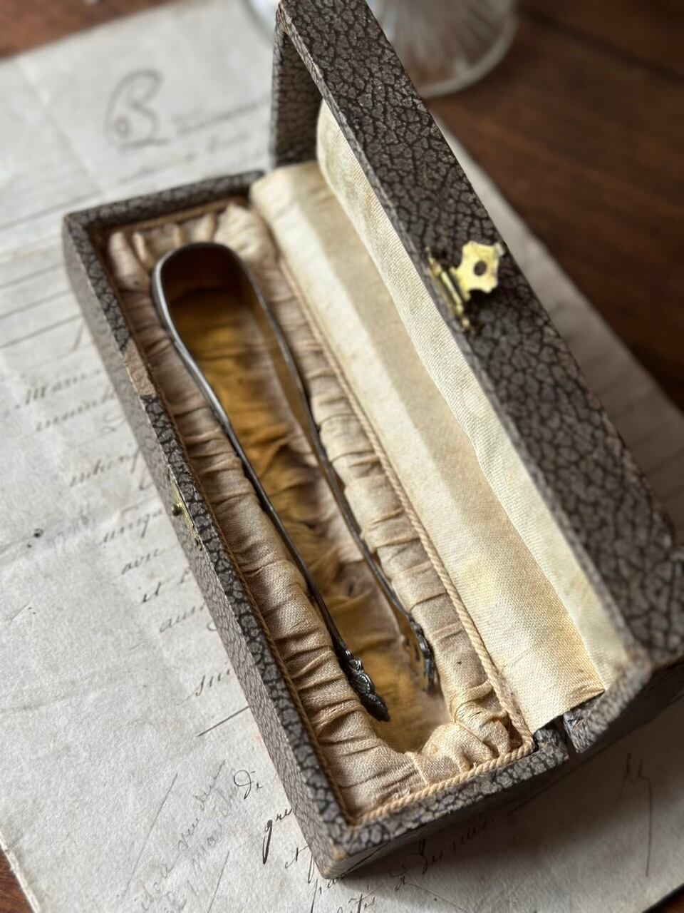 シュガートング 箱付き シルバープレート シェル型 | Brocante de La