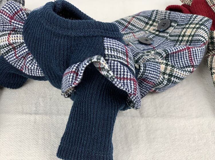 【SALE】 baby check onepiece S ~ XL 3color  /  犬服 秋冬 新作 暖かい 可愛い 犬の服 ワンコ服 ドッグウェア チェック ワンピース ドレス お揃い 小型犬 中型犬 onepiece39