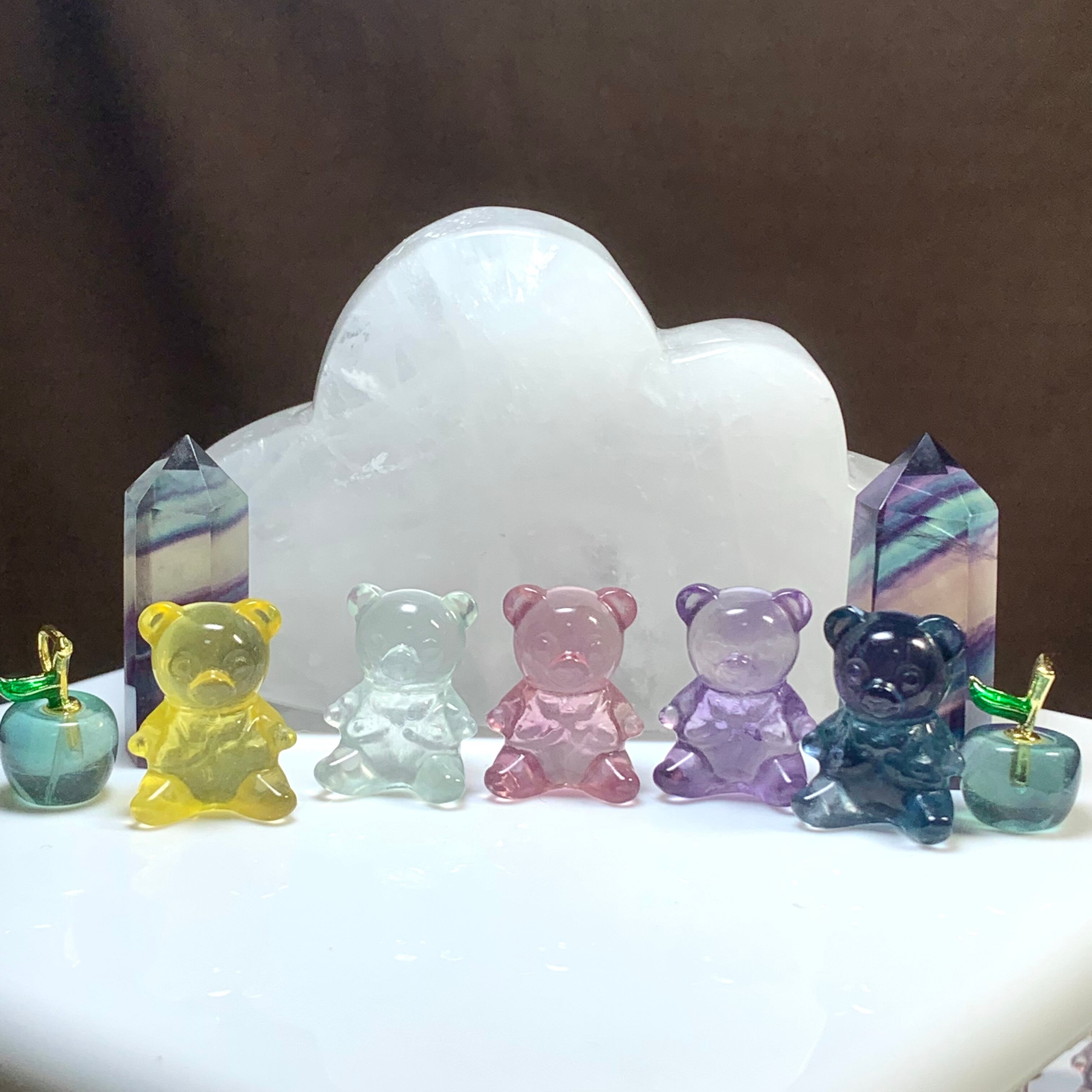 ご検討【3215】かくかくくまちゃん　　フローライト M1.可愛い大家族くまちゃん・フローライトくま | Naturaltreasure