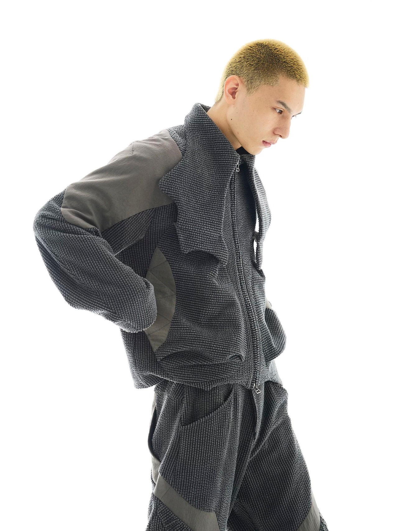 54A0 Asymmetric Deconstructed High Neck Jacket