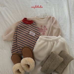 【Night bebe】ふわふわマルチボーダーT 90〜130cm レッド 2241118