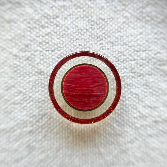 ゴールドリング×マーブルレッド 18㎜