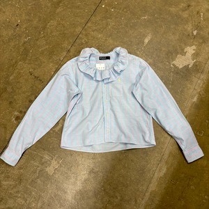 古着 リメイク POLO RalphLauren フリルカラー ストライプシャツ
