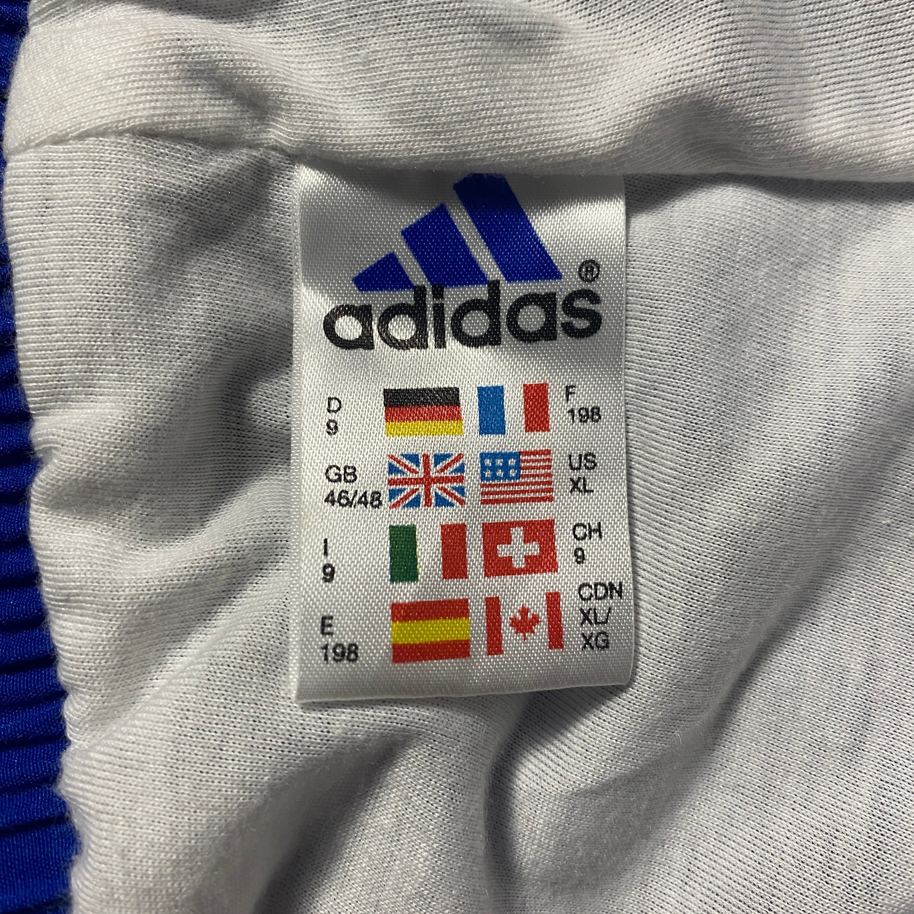 90's-00's adidas アディダス 刺繍文字ロゴ ジップ付きポケット ブルー