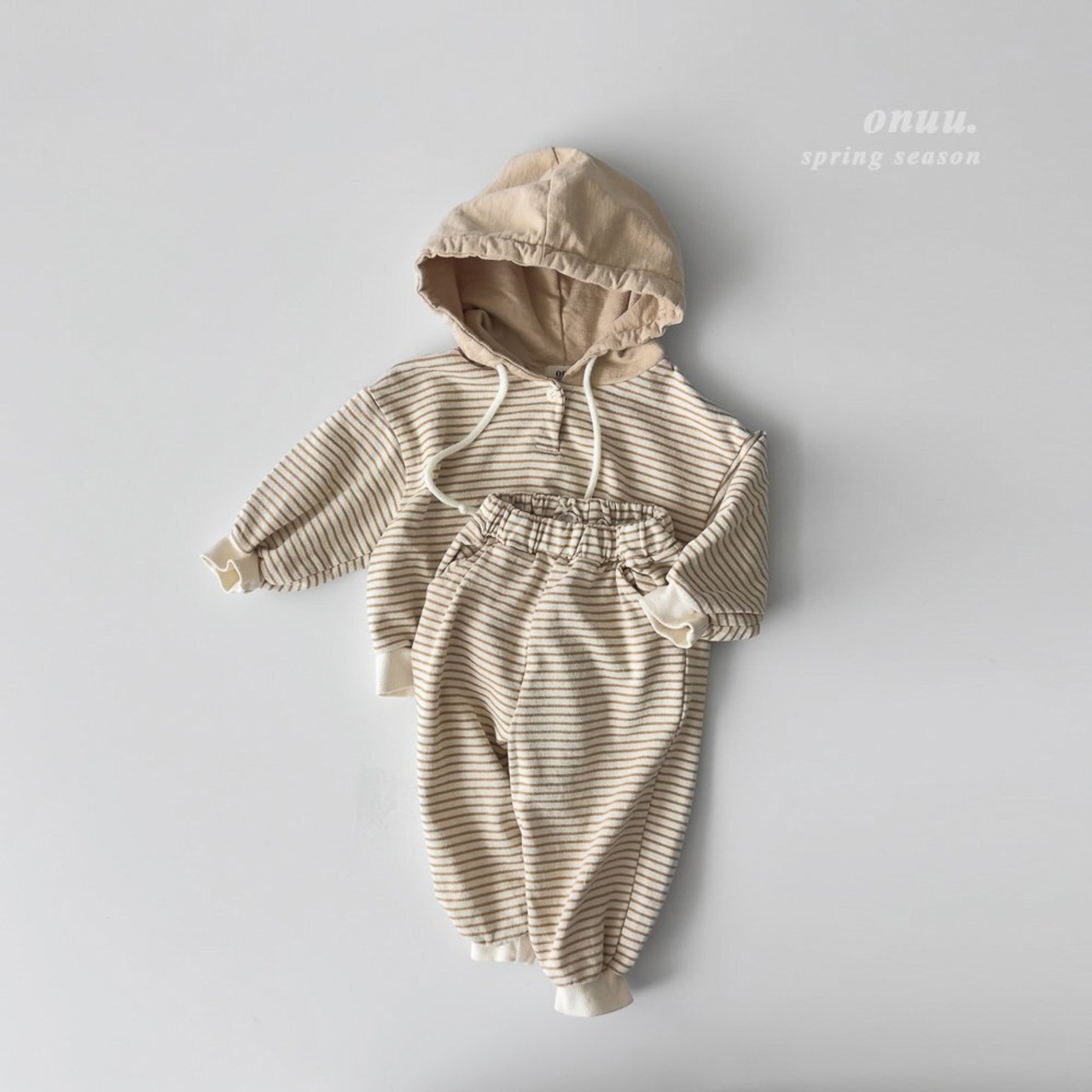 【ONU】ナチュラルボーダーフーディー beige 70~120cm 240208on - 6