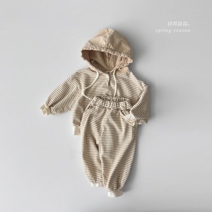 【ONU】ナチュラルボーダーフーディー beige 70~120cm 240208on