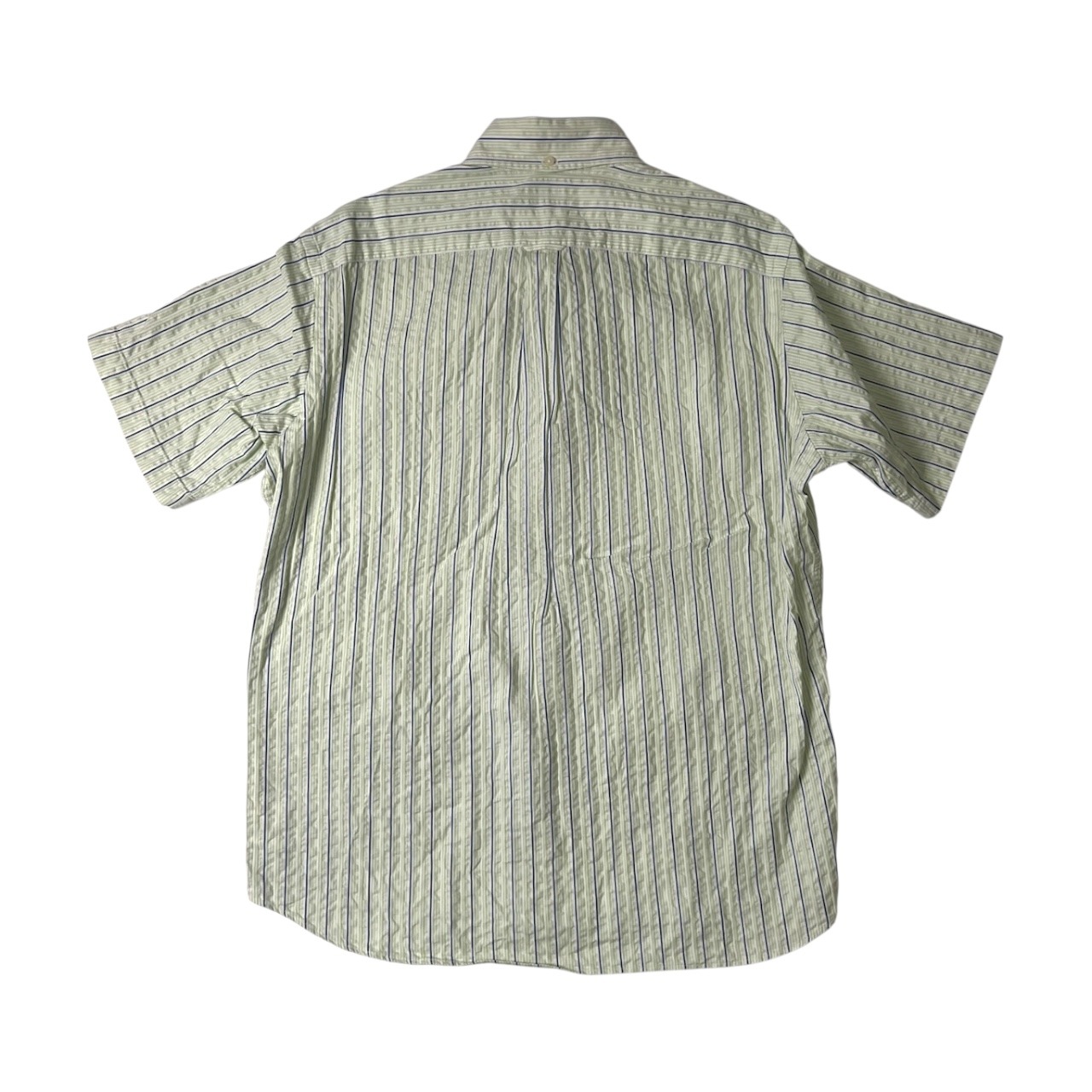 J.PRESS ジェイプレス ストライプ シアサッカー BD 半袖シャツ L/ライトグリーン