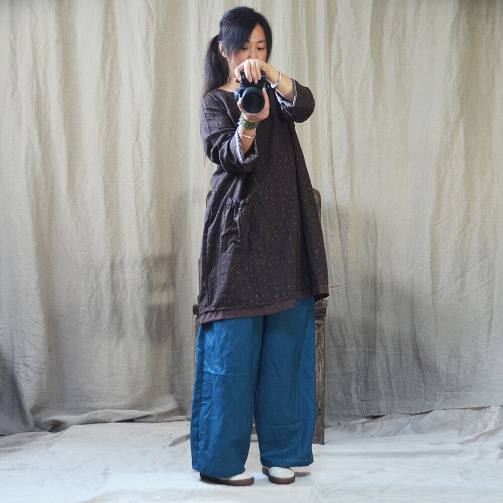 オータムスタイルルーズフローラルパターンシャツ ドレス レディースロング コットン 長袖 大きめサイズ 秋物 花柄 Yiranxuaディースワード25737556415