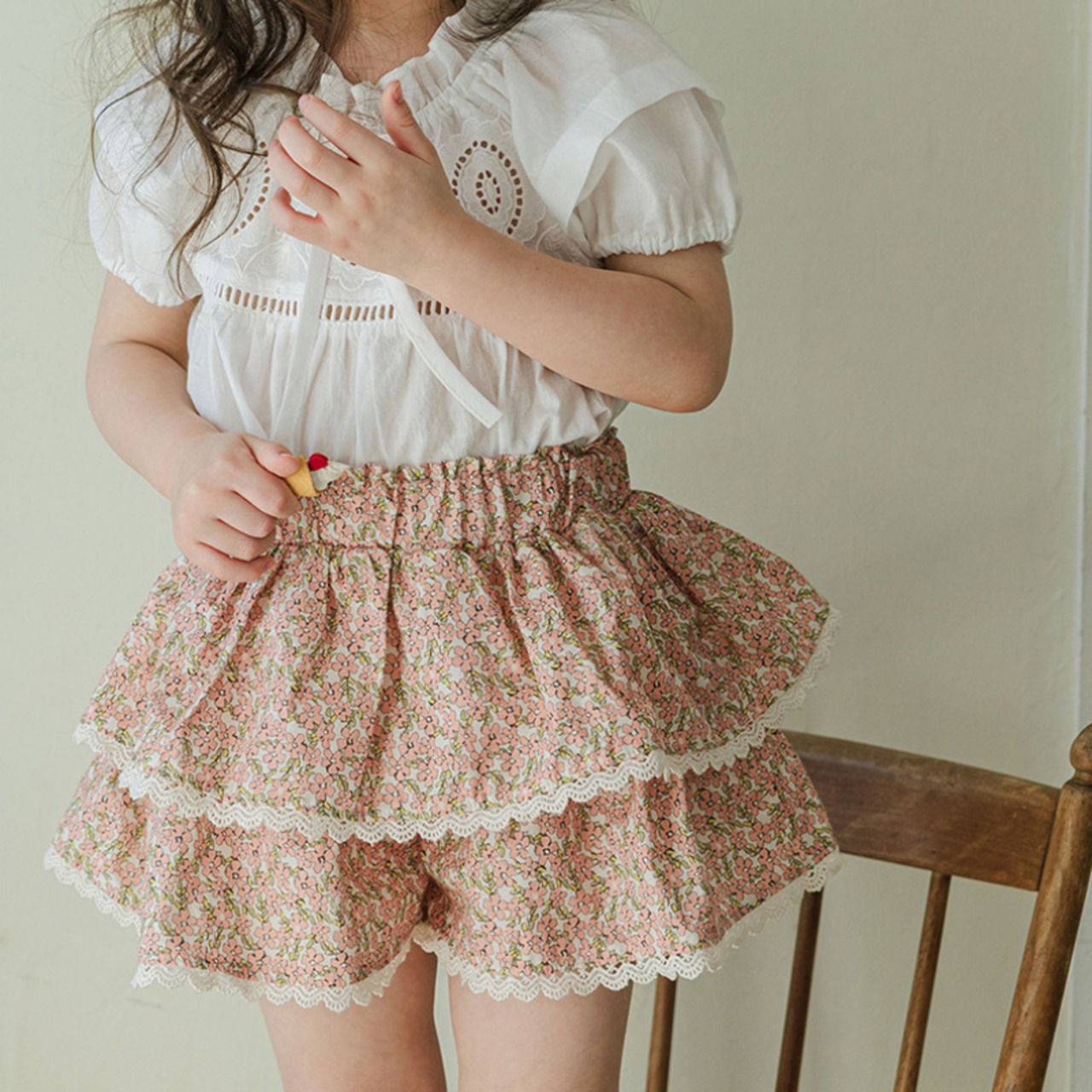 夏二重花柄スカート