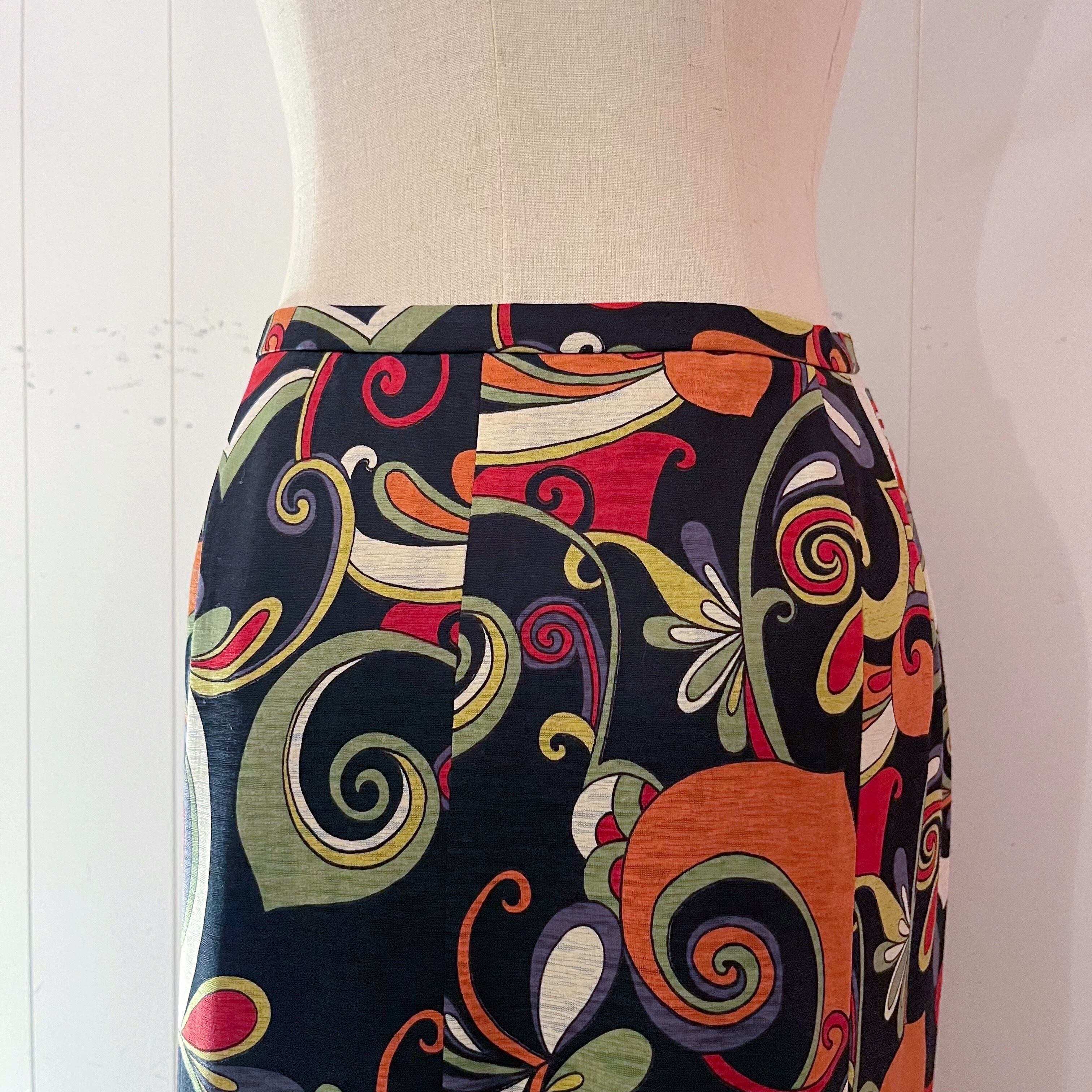 psychedelic pattern flare skirt