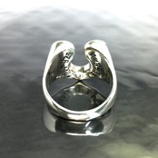 RHYTHMIC HORSESHOE RING with BLACK CUBIC ZIRCONIA  / リズミックホースシューブラックキュービックジルコニアリング