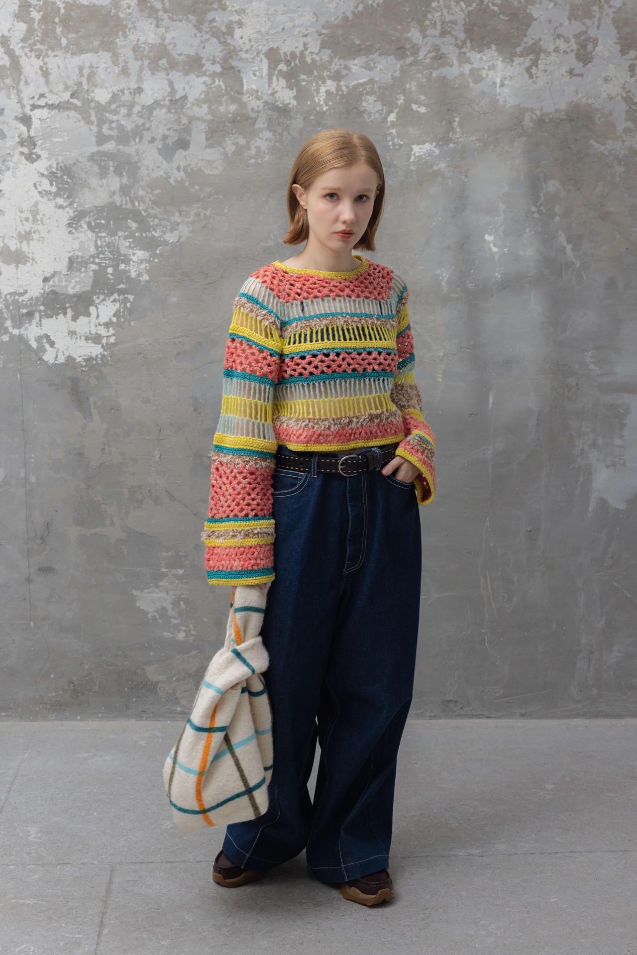 Colorful Crochet Border Top Knit