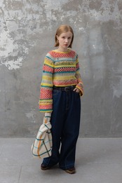 Colorful Crochet Border Top Knit