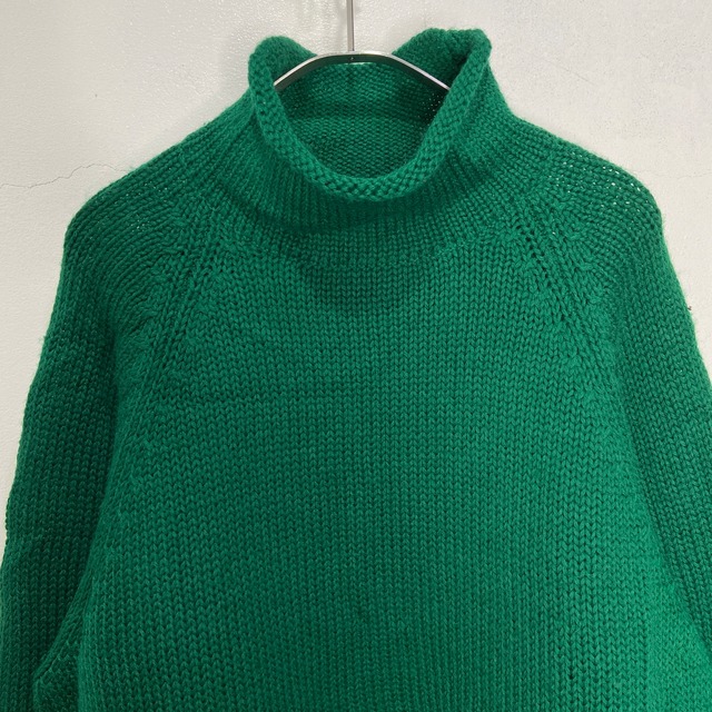 90s J.CREW ロールネックウールセーター 巨人タグ ニット 緑 L