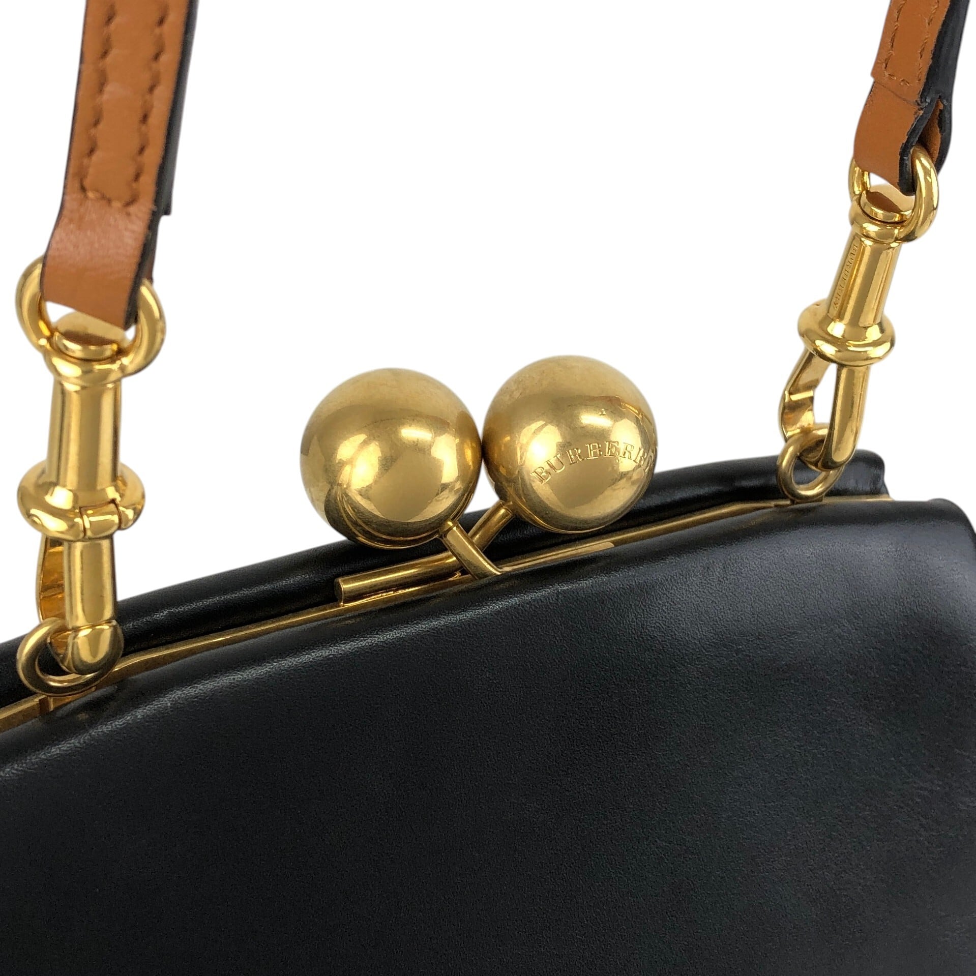 BURBERRY バーバリー ショルダーバッグ ブラック がま口 レザー ミニ
