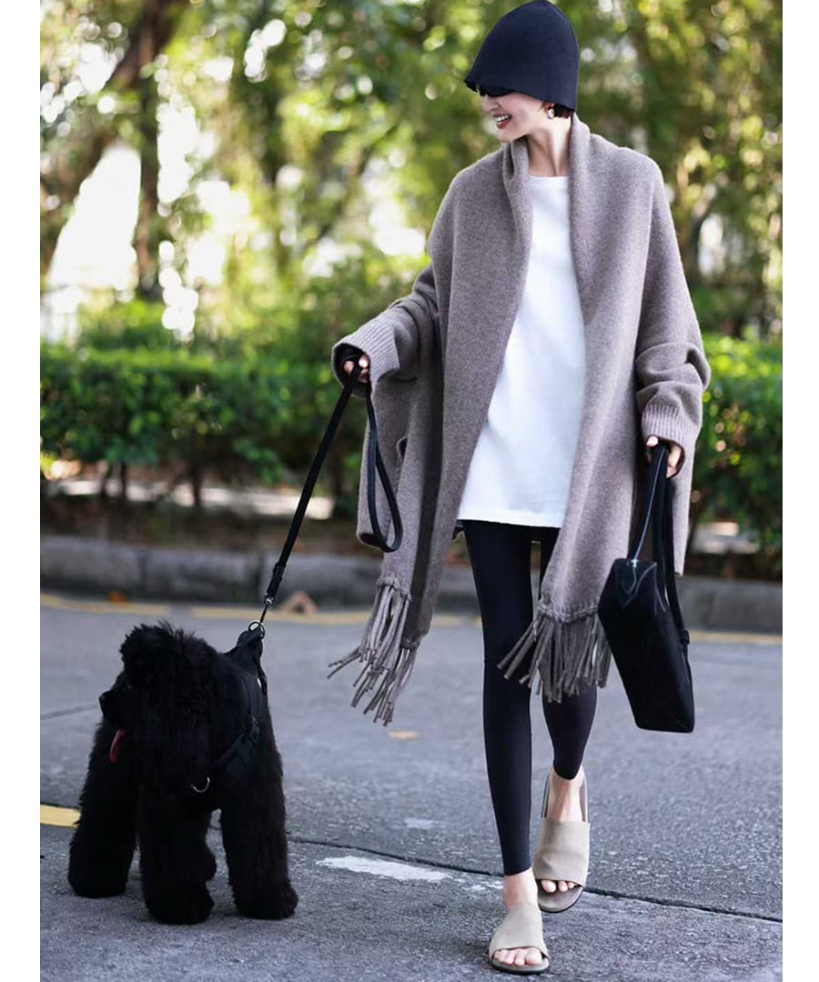 タッセルニットゆったりカーディガン【a-50289】