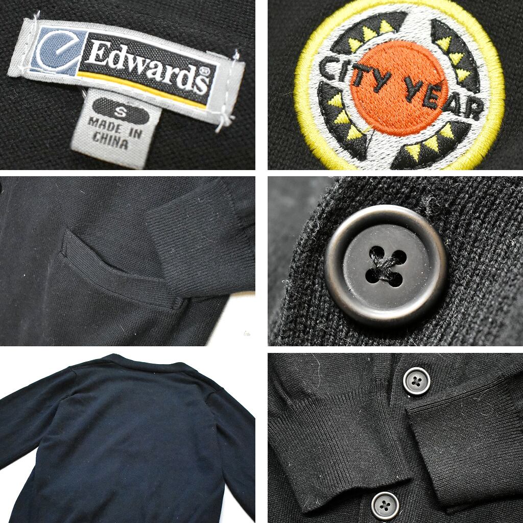 1点物◇エドワーズEdwards黒カーディガン古着Sメンズレディース